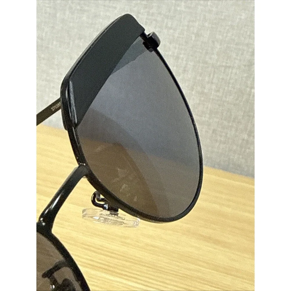 Steve Madden 37038FSM001 Black Flat Top Cat Eye Metal Frame Sunglasses Women
